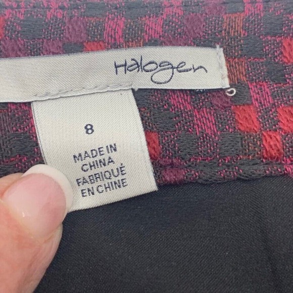 Halogen Women's Lined Pencil Skirt Pink Purple Red Black Geometric Size 8 - Picture 2 of 6